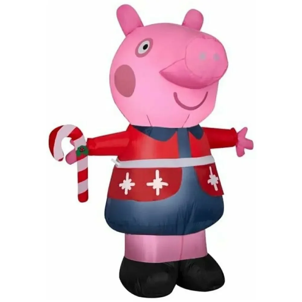 Peppa Pig Christmas Inflatable 4.5 Feet with‎ Candy Cane Gemmy NEW